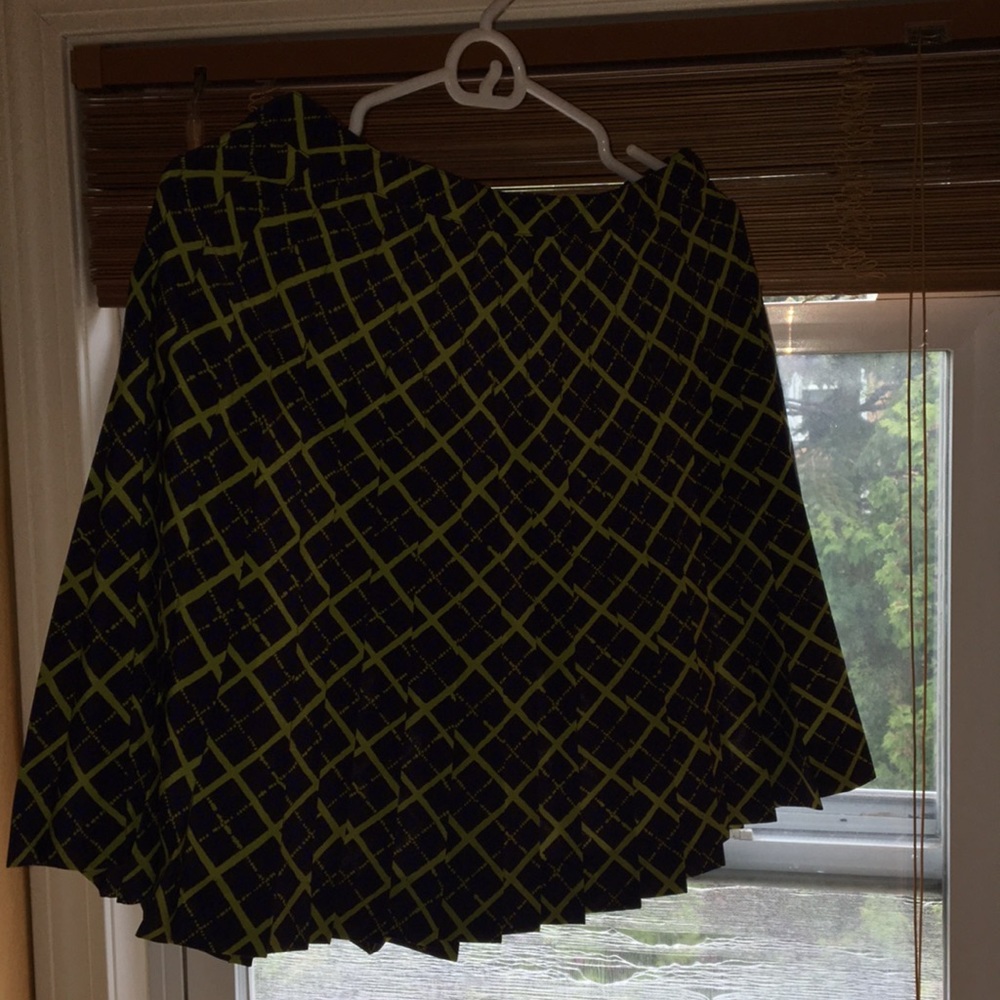 Black skirt with lime green and blue designs